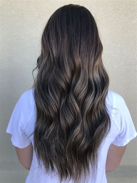 ash highlights in dark brown hair|ashy dark brown hair color.